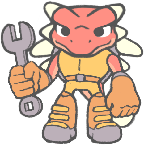 Ankylosaurus character holding a wrench
